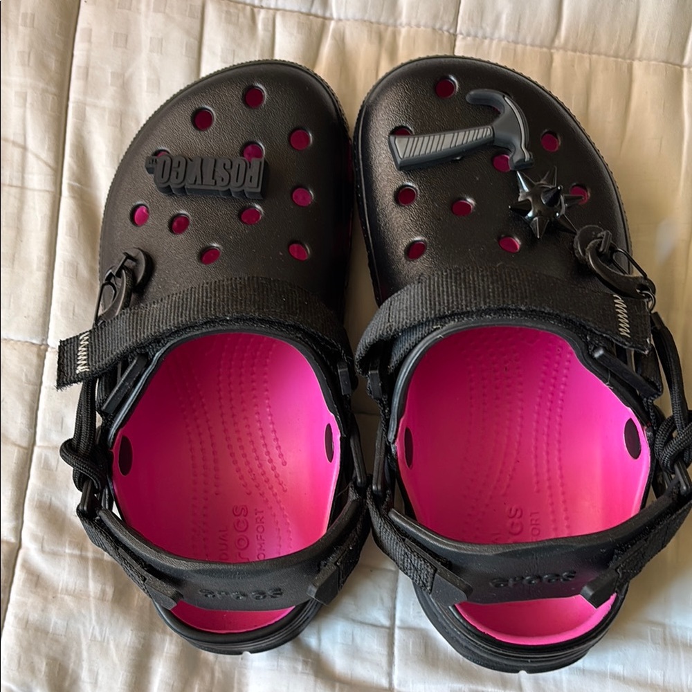 CROCS Kids Black Clog with Pink Liner
